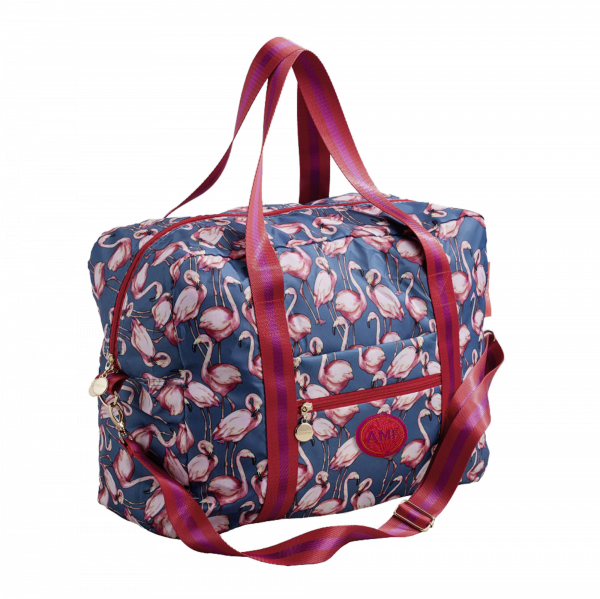 Easy Travel Bag DE LUXE PINK FLAMINGO mit Initialen-Patch