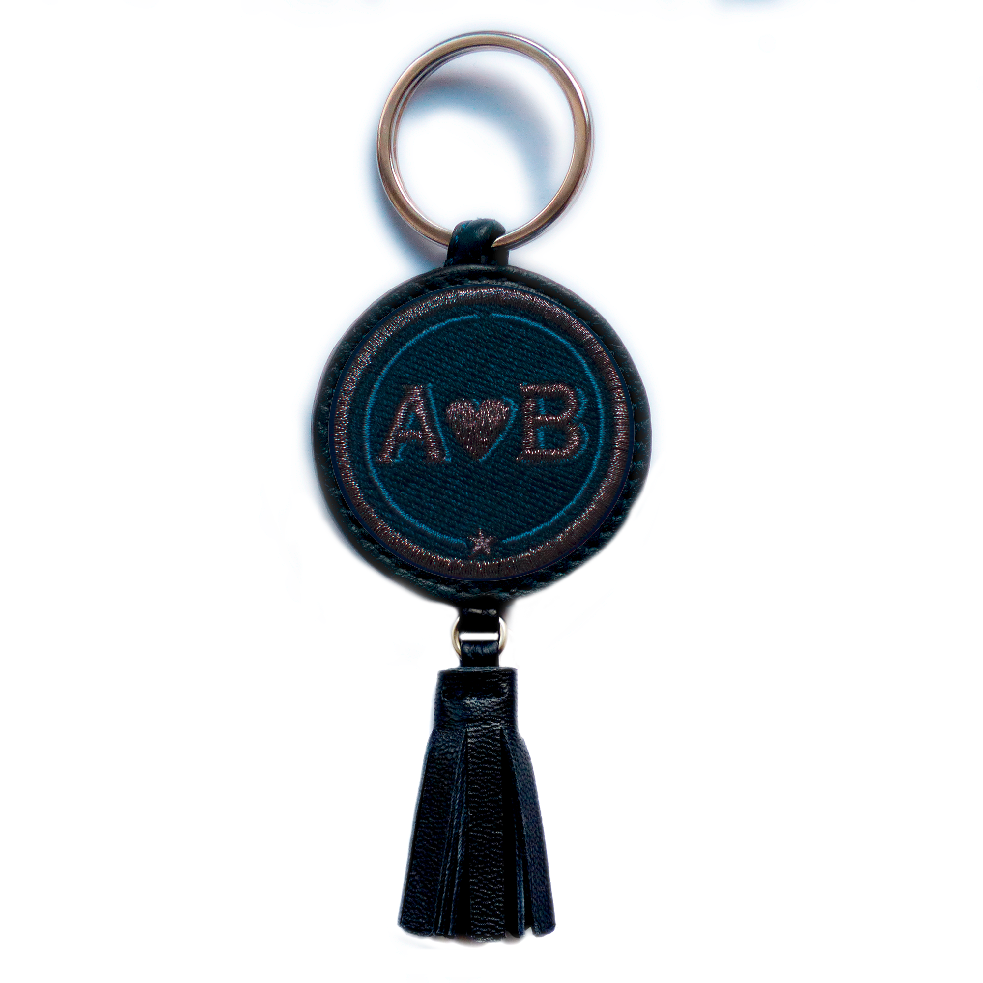 Key-ring LOVE anthracite metallic/navyblue with tassel · customizable