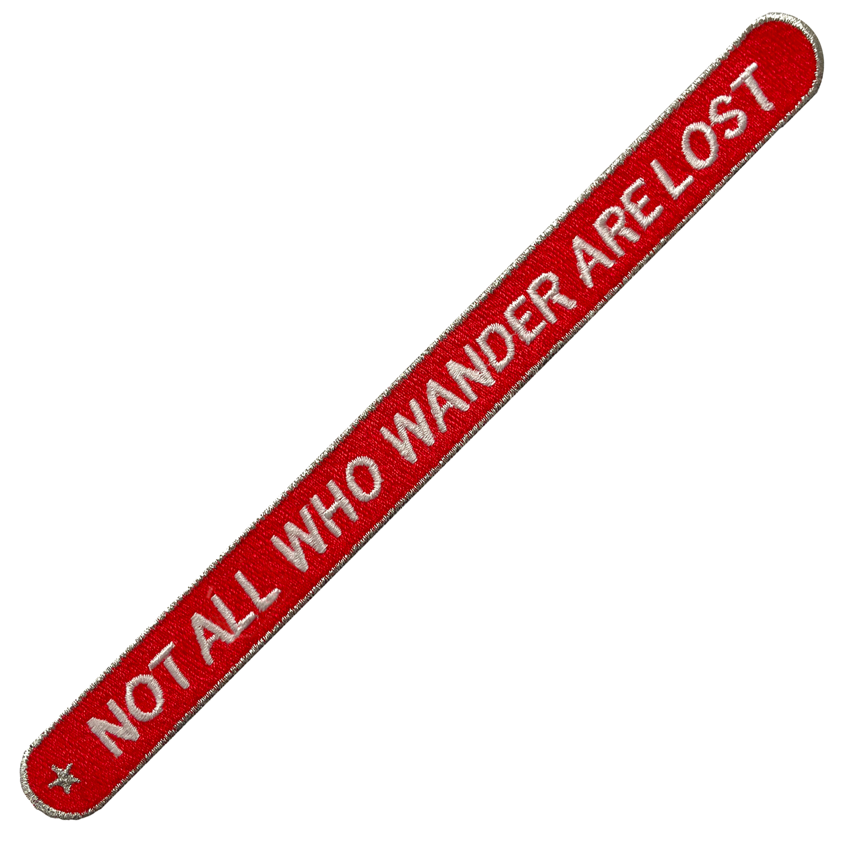 LUGGAGE PATCH: NOT ALL WHO WANDER..... RED